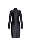 Diesel Mock Collar Long-sleeve Midi Dress With Chintz Finish In Nero