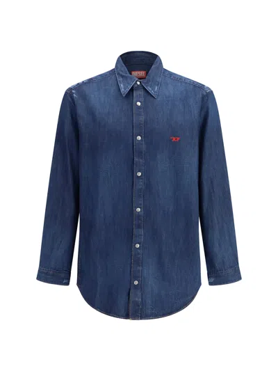 Diesel D-simply Denim Shirt In Blue