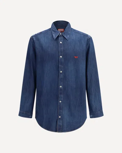 Diesel Men D-simply Denim Shirt In Blue