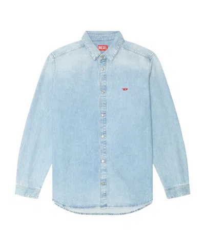 DIESEL DIESEL LOGO EMBROIDERED LONG-SLEEVED DENIM SHIRT
