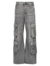 Diesel D-sire-cargo-d Grey Cargo Jeans With Low-rise Waist