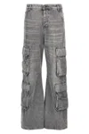 Diesel D-sire-cargo-d Grey Cargo Jeans With Low-rise Waist