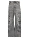 Diesel D-sire-cargo-d Grey Cargo Jeans With Low-rise Waist In Gray