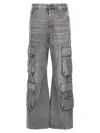 Diesel D-sire-cargo-d Grey Cargo Jeans With Low-rise Waist