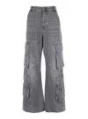Diesel D-sire-cargo-d Grey Cargo Jeans With Low-rise Waist In Gray