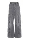 Diesel D-sire-cargo-d Grey Cargo Jeans With Low-rise Waist In Gray