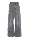 Diesel D-sire-cargo-d Grey Cargo Jeans With Low-rise Waist In Gray