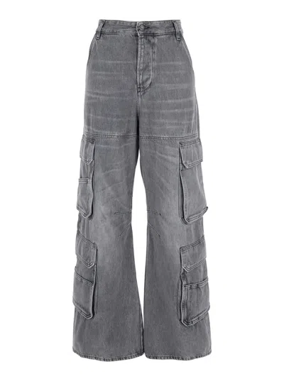DIESEL DIESEL WOMEN 'D-SIRE 1996' GREY CARGO JEANS WITH FADED EFFECT IN COTTON WOMAN