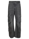 Diesel D-sire-cargo-d Grey Cargo Jeans With Low-rise Waist In Blue