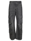 Diesel D-sire-cargo-d Grey Cargo Jeans With Low-rise Waist In Black