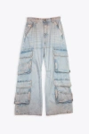 Diesel D-sire-cargo-d L.30 Light Blue Sandblasted Denim Cargo Pant - D Sire Cargo D In Non Definito