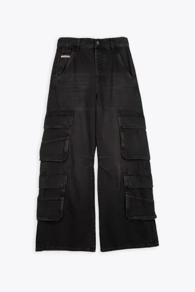 Diesel Kids' D-sire-cargo-d L.30 Black Denim Cargo Pant - D Sire Cargo D