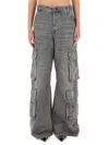 Diesel D-sire-cargo-d Grey Cargo Jeans With Low-rise Waist In Gray