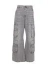 Diesel D-sire-cargo-d Grey Cargo Jeans With Low-rise Waist In Gray