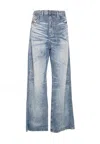 Diesel Relaxed Fit Wide Leg Trousers With Pockets In Blue