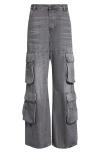 Diesel 'd-sire 1996' Grey Cargo Jeans With Faded Effect In Gray