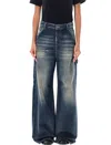Diesel Washed Effect Wide Leg Jeans In Blue