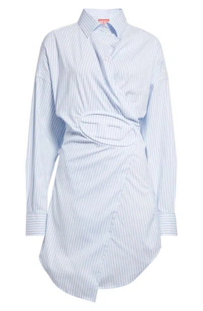 DIESEL D-SIZEN-N2 STRIPE LONG SLEEVE STRETCH POPLIN WRAP SHIRTDRESS