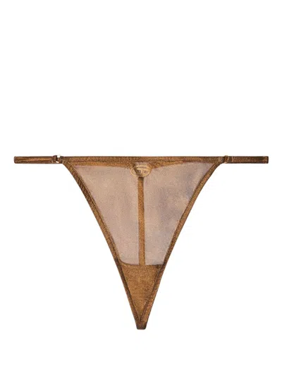 Diesel String Thong Metal Plate In Gold