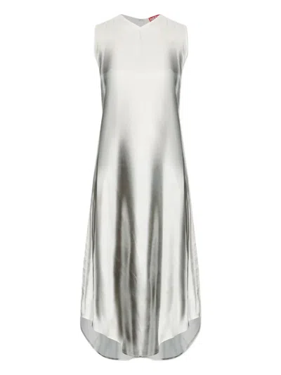 Diesel D-tavy Printed Sleeveless Dress In Silver