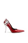 Diesel D-ten & Half-patent Leather Pumps With Oval D Heel In Red