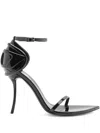 Diesel Glossy Pointed Toe Heel Sandals In Schwarz