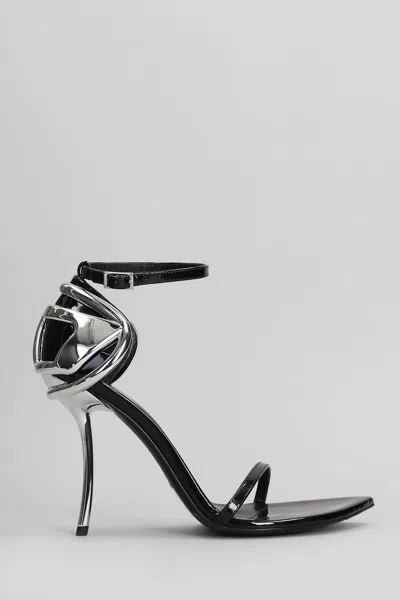 Diesel D Ten&half P Sandals In Black Patent Leather