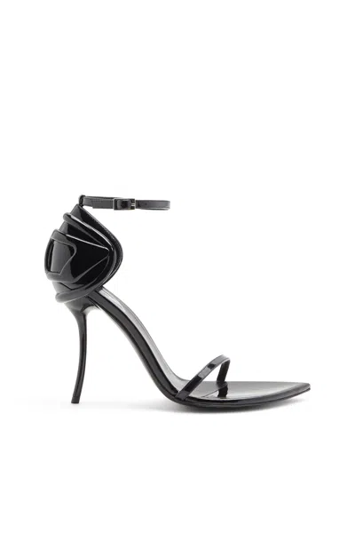 Diesel D-ten & Half-stiletto Sandals In Patent Leather And Satin