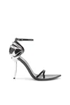 Diesel High Heel Open Toe Sandal With Metallic Detail In Black