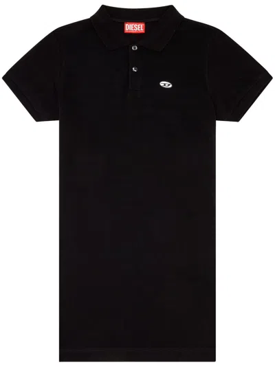 Diesel Oval D Patch Polo Dress In Schwarz