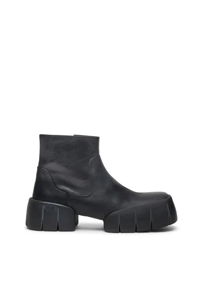 DIESEL D-TEX-OILED LEATHER ANKLE BOOTS WITH SPLIT SOLE