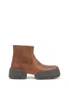 Diesel D-tex-oiled Leather Ankle Boots With Split Sole In Brown
