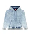 Diesel D-um-rib Denim Hoodie In Blue