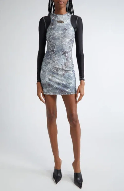 Diesel Long Sleeved Mini Dress In Multi