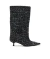 Diesel Tweed Boots With Kitten Heel And Buckle In Black