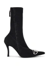 Diesel Denim Ankle Boots With Frontal Oval-d Logo In 黑色