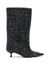 Diesel Tweed Boots With Kitten Heel And Buckle In Black