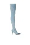 Diesel D-venus-over-the-knee Boots In Faded Denim In Blue