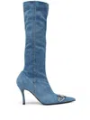 Diesel D-venus Kb D 90mm Denim Knee-high Boots In Blue