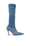 Diesel D-venus Kb D 90mm Denim Knee-high Boots In Blu