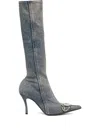 Diesel D-venus Knee-high Boots In Gray