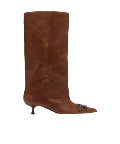 Diesel 39mm Venus Leather Knee-high Boots In Brown