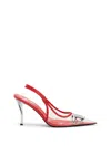 Diesel D-venus-leather-trim Transparent Slingback Pumps In Multi