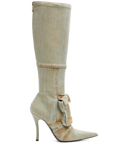 Diesel D-venus Knee-length Boots In Neutrals