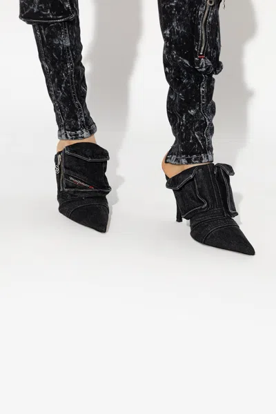 Diesel ‘d-venus Pocket' Heeled Mules In Black