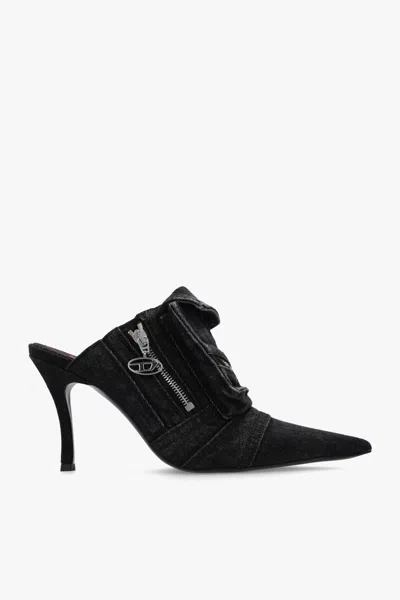 Diesel ‘d-venus Pocket' Heeled Mules In Black - 37