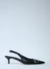Diesel Venus Leather Slingback Pumps Kitten Heel In Black