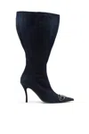 Diesel D-venus-wide Knee-high Boots In Denim In Blue