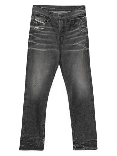 Diesel D-viker Faded Distressed Jeans In Gray