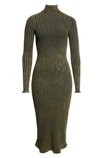 DIESEL DIESEL® D-WAVYA LONG SLEEVE TREATED WIDE RIB JERSEY MIDI SWEATER DRESS